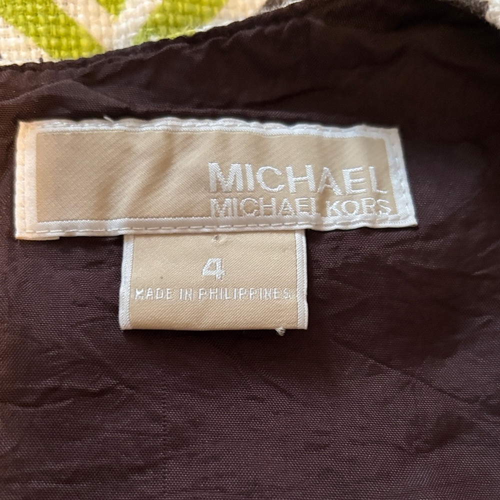 MICHAEL Michael Kors Green and Brown Geometric Midi Dress - Picture 3 of 3